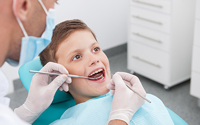 Little patient at dentist office